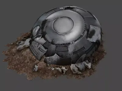 Crashed UFO Low-poly 3D model