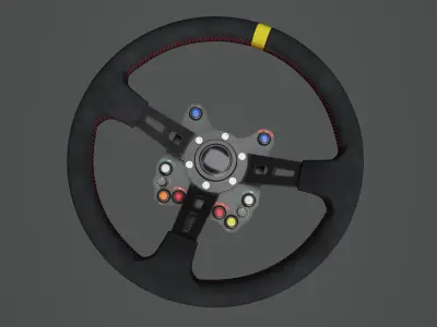 Steering Wheel 01 - Variation C - Red Stiches Low-poly 3D model