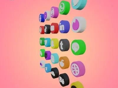 Social media icon GUI 02 Low-poly 3D model