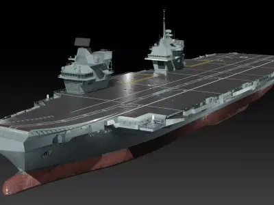 HMS Queen Elizabeth Aircraft carrier game ready model Low-poly 3D model
