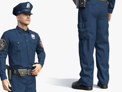 NY Police Officer Standing Pose Fur 3D model