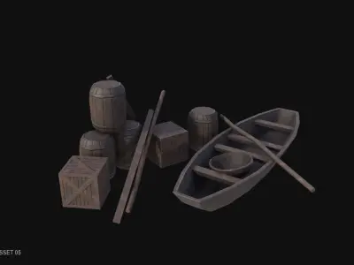 Fishing village asset 05 Low-poly 3D model