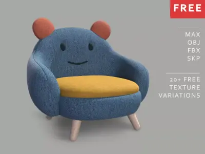 FREE Cute Little Armchair for Kid - KC001 Free 3D model