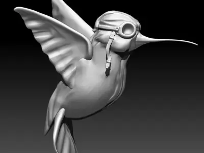 COLIBRi hummingbird with goggles Low-poly 3D model