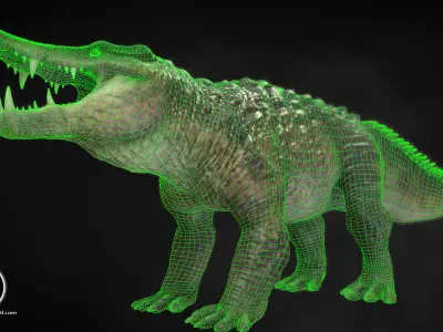 Kaprosuchus Low-poly 3D model