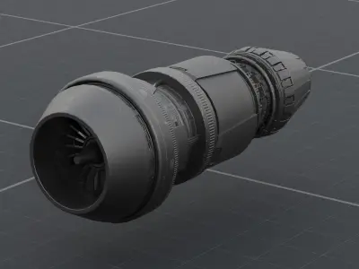 Thruster with turbofan and airbrake 3D model