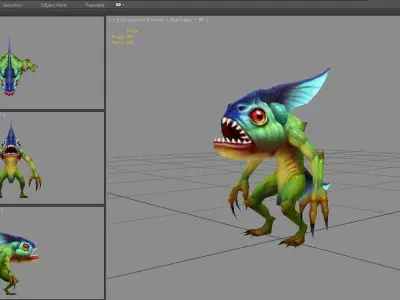 Merman Monster  - Fish Demon Low-poly 3D model