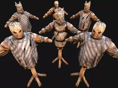 Medieval Wooden Military Prison Dummy Training Camp Environment Low-poly 3D model