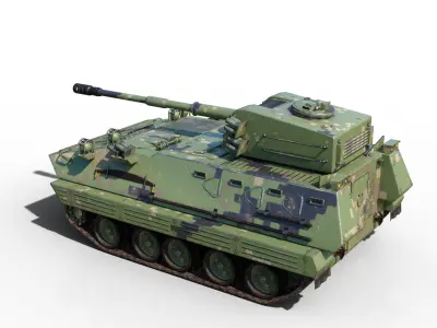 4 coatings of PLA Army PLZ85 122mm self-propelled howitzer Low-poly 3D model