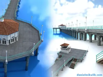 Manhattan Beach Pier Low-poly 3D model