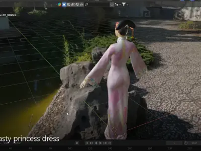 Traditional Qing Dynasty princess silk cheongsam party dress Low-poly 3D model