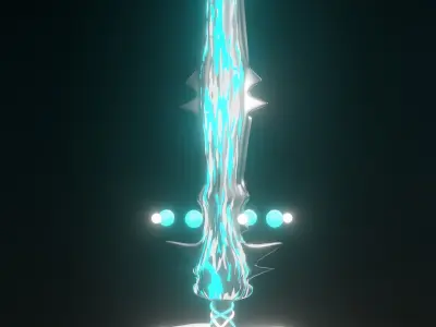 BLUE SWORD WITH ENERGY BALL AROUND Low-poly 3D model