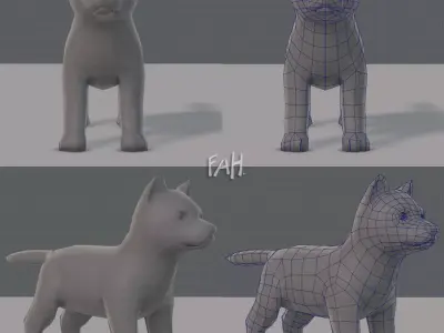 Dog base for gameV02 Low-poly 3D model