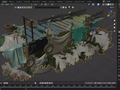 River Fishing Bridge Low-poly 3D model