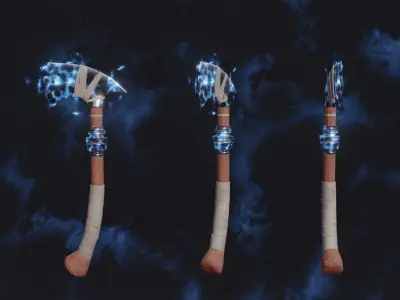 15 Lightning elemental weapons - medieval - fantasy VOL 01 Low-poly 3D model