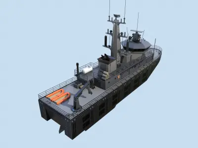 Militar ship - Modern Mine Countermeasure Vessel Low-poly 3D model