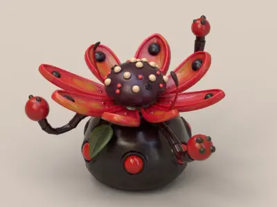 Stylized Bug Flower Low-poly 3D model