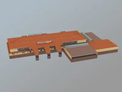 Airport Terminal URKK Terminal Domestic Low-poly 3D model
