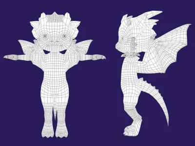 Chibi Dragon 3D rigged Model 3D model