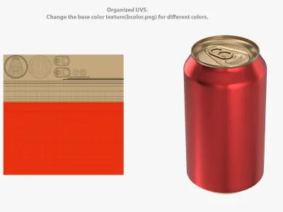 Standard Beer Can With Droplets 355ml 3D model purchase