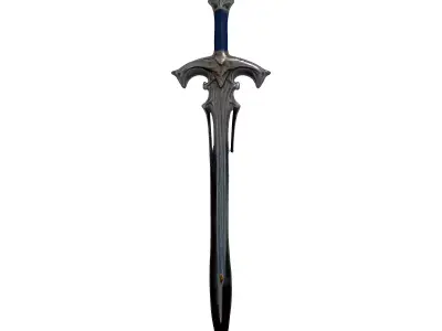 Fantasy Ornate Silver Sword Low-poly 3D model