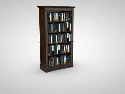 Bookcase tall with books Free 3D model