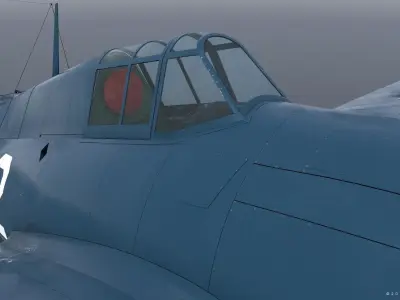 F4F-3 WILDCAT VMF-222 Low-poly 3D model