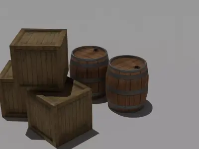 woody box Low-poly 3D model