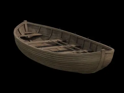 Old wooden boat 3D model
