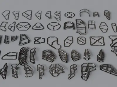 Machined Mecha Parts Kit-Bash 3D model