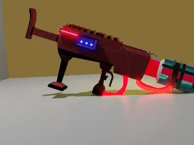 Sci fi Fire Boll Gun Animated Low-poly 3D model