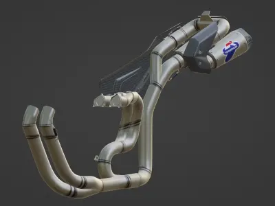 Termignoni Double Exhaust for Ducati Low-poly 3D model