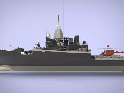 Fast Missile Boat Low-poly 3D model