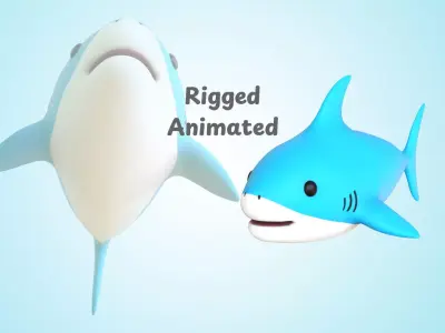 Cartoon Little Shark 3D Model - High-Quality Animated Character Low-poly 3D model