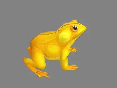 Cartoon golden frog Low-poly 3D model