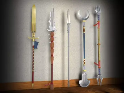 Diablo spear pack Low-poly 3D model