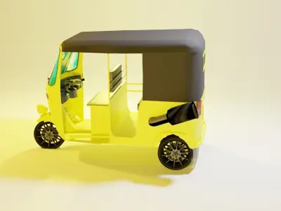 rickshaw 3D model Render in blender  Low-poly 3D model