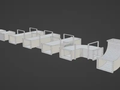 Modular Ventilation PBR Low-poly Game Ready Model Low-poly 3D model