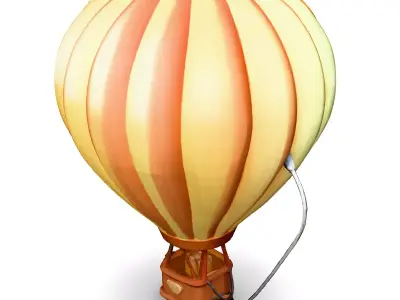 Low Poly Cartoon Hot Air Balloon Low-poly 3D model