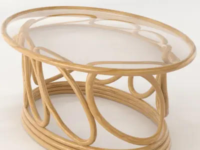 Rattan Coffee Table Summer interior Free 3D model