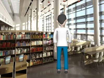 doctor cartoon character in library Free low-poly 3D model