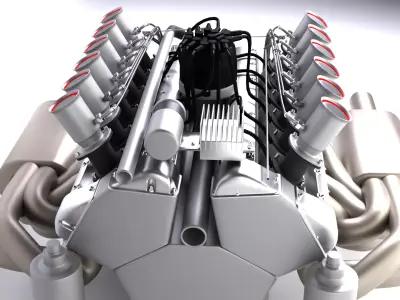 Jaguar XJ13 V12 Engine Low-poly 3D model