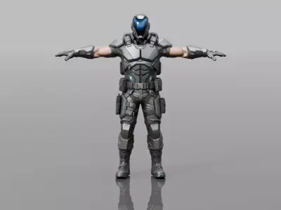 Sci-Fi Bounty Hunter Character  Low-poly 3D model