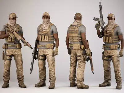 Casual Soldier 07 Low-poly 3D model