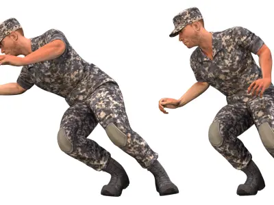 Military man jumping on the ground 3D model