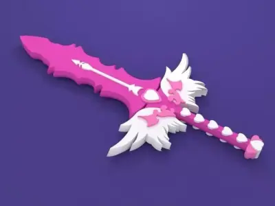 Pink Fairy Love Sword 3D Model Low-poly 3D model