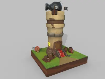 Stylized Tower Low-poly 3D model