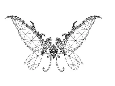 Butterfly-2 Wing Low-poly 3D model