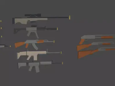 ow poly puck of guns Free low-poly 3D model