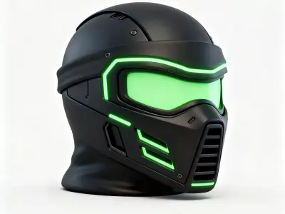 Stylized Cyber Ninja Mask 3D Model 3D Model Low-poly 3D model